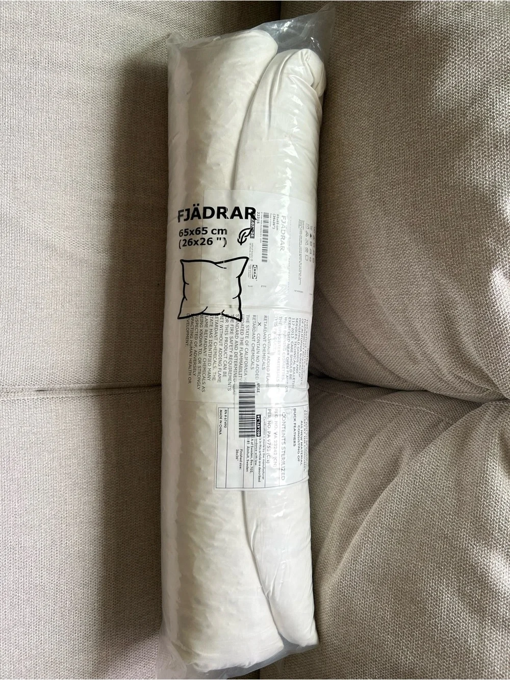 IKEA FJÄDRAR White Cushion Insert - Plush Throw Pillow Insert